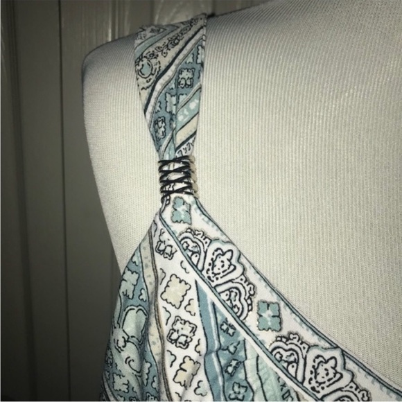 White House Black Market Geometric Print Dress - Blue and Cream - Picture 6 of 6